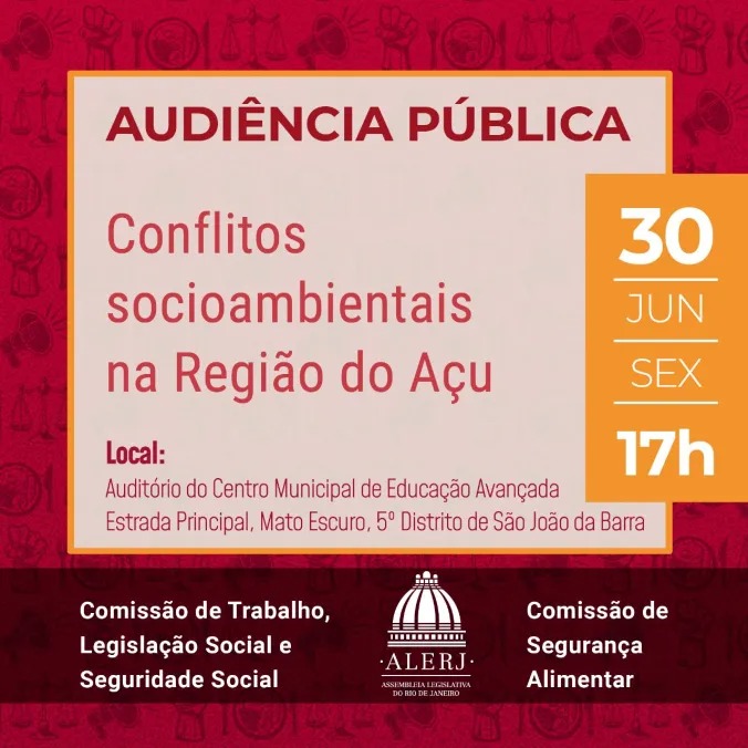 Alerj realizará audiência pública em Mato Escuro sobre conflitos