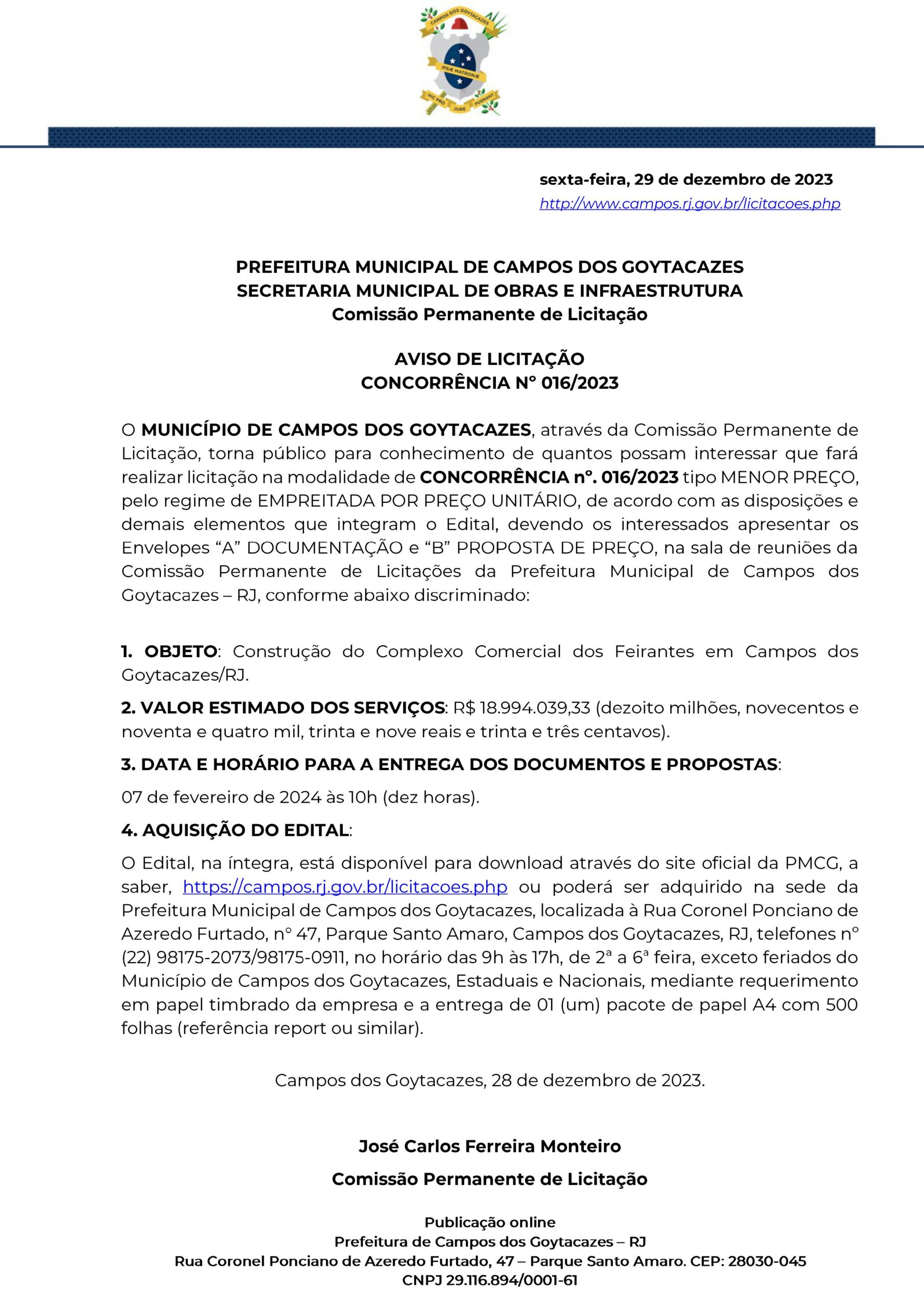 Prefeitura De Campos Abre Licitação De R 19 Milhões Para Construção Do Complexo Comercial Dos 0429